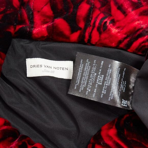 DRIES VAN NOTEN Runway Delta red rose velvet quilted one shoulder dress FR38 M - Picture 8 of 9